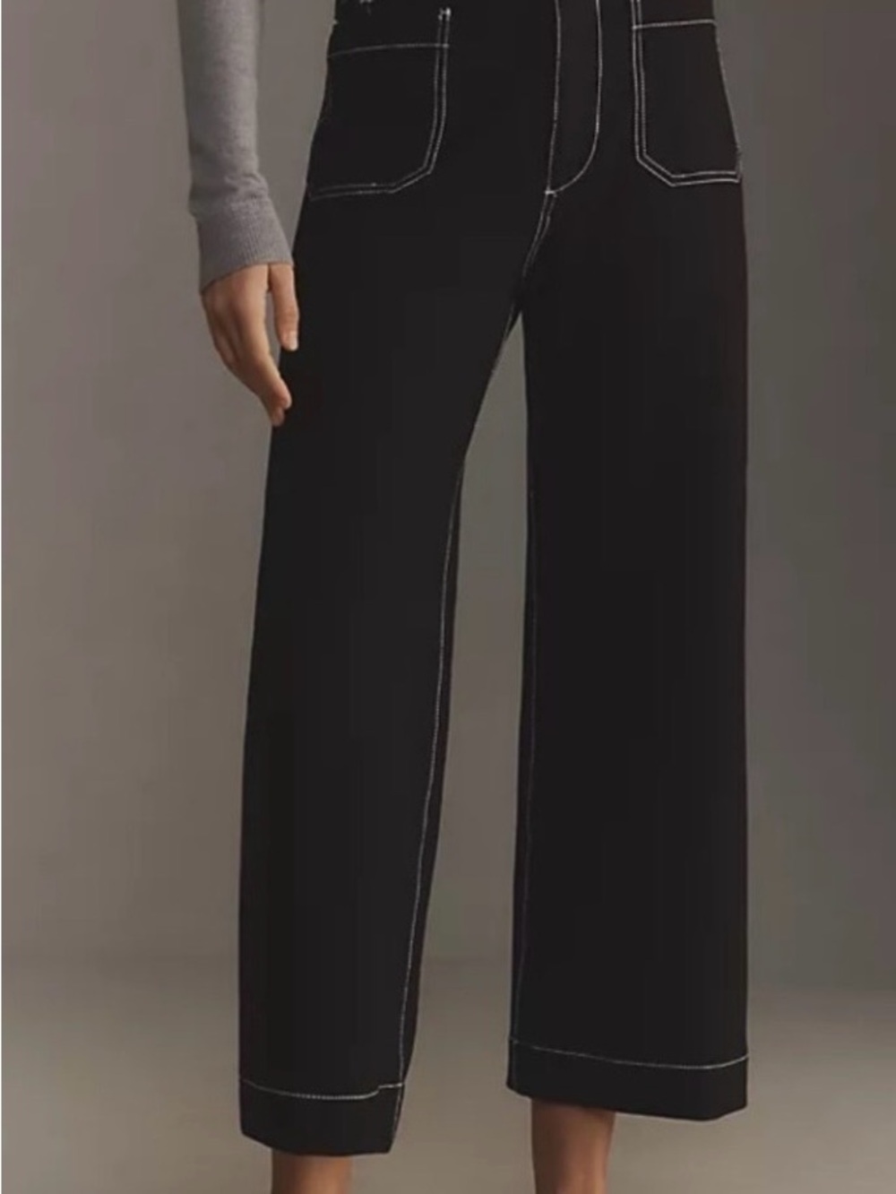 Anthropologie Maeve Colette Ponte Contrast Stitch Wide Leg pants 27 tall
